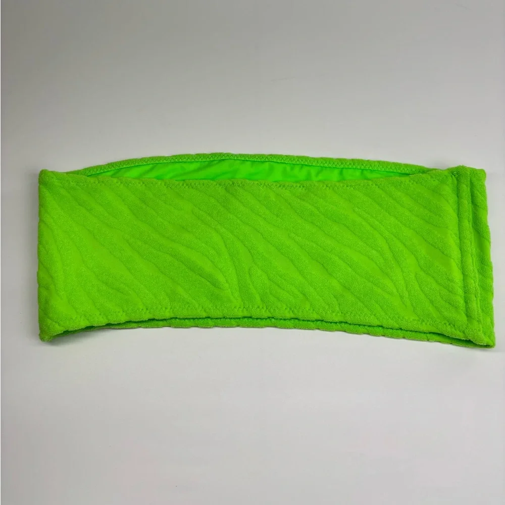 Triangl Bandeau Bikini Top Neon Green Terry Zebra Texture Size Small+
